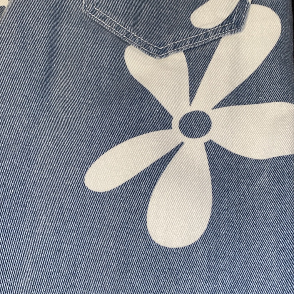Baevely Blue Boyfriend High Waisted Loose Fit Wide Leg Flower Denim Jeans NWOT - Picture 5 of 12